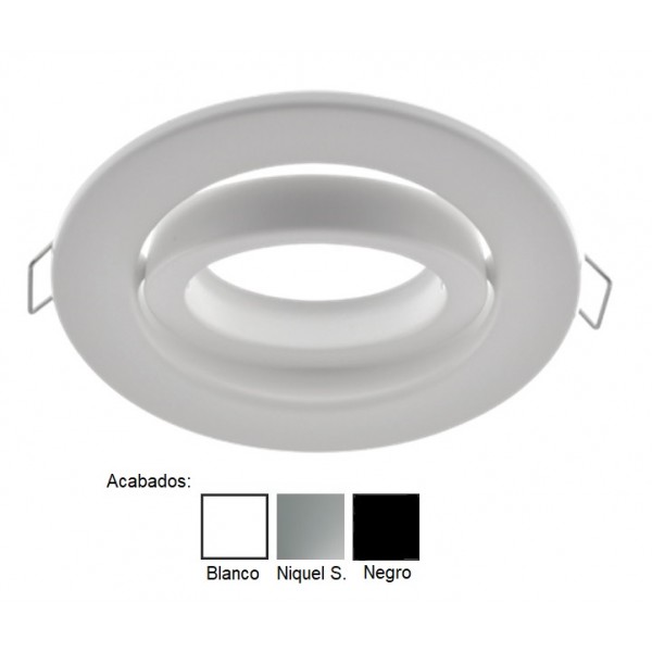 Foco basculante empotrar Acero 103mm, para Lámpara GU10/MR16, Blanco, Níquel ó Negro